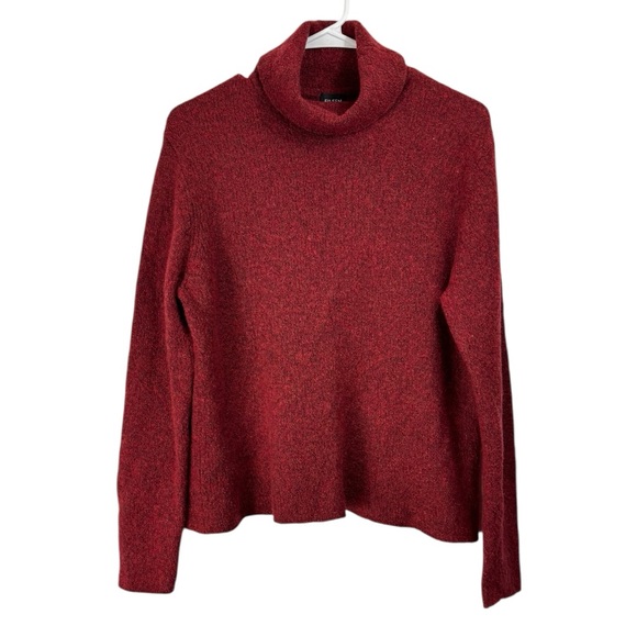 Eileen Fisher Size Large Red Boucle Turtleneck Sweater Wool Blend Cabin Core - Picture 1 of 6